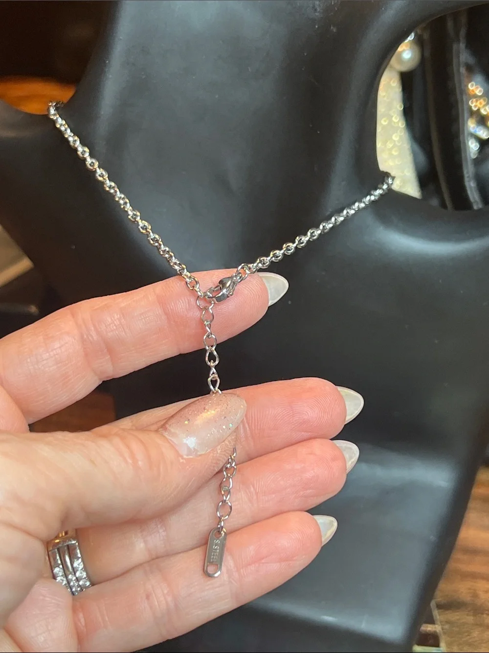 Stainless Steel Silver Logo Pendant Necklace